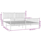 Metal Bed Frame without Mattress with Footboard White 193x203cm 350955