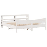 Bed Frame with Headboard White 200x200 cm Solid Wood Pine 3306292