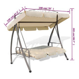 43241 Outdoor Convertible Swing Bench with Canopy Sand White