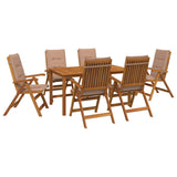 7-Piece Garden Dining Set Natural Solid Acacia Wood 3434575