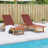 Sun Loungers 2 pcs Red Solid Wood Acacia and Fabric 3214211