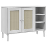 Sideboard SENJA Rattan Look White 112x40x80cm Solid Wood Pine 358029