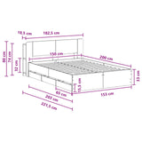 Bed Frame with Storage Black 150 x 200 cm Engineered Wood 3433967