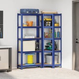 2 Piece 5-Layer Shelves Set Blue Steel&Engineered Wood 3307619