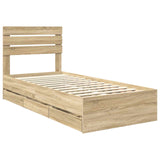 Bed Frame with Drawer Sonoma Oak 90 x 190 cm Engineer Wood 3411535