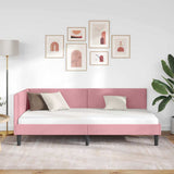 Corner Bed Frame with Headboard Pink 90 cm x 190 cm Velvet 42016219