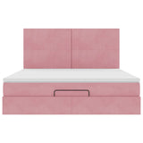 ZNTS Ottoman Bed with Mattresses Pink 180x200cm Velvet 3313420