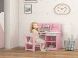 Two-Piece Kids Desk and Chair Set with Storage, for Ages 5-8 Years - Pink T3398P347723