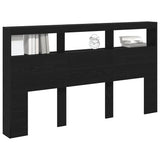 Headboard Cabinet with LED Black Oak 180x17x102 cm 863136