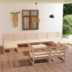 ZNTS 10 Piece Garden Lounge Set Solid Pinewood 3078139