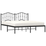 Metal Bed Frame without Mattress with Headboard Black 183x213cm 373794