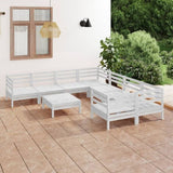 9 Piece Garden Lounge Set White Solid Wood Pine 3083250