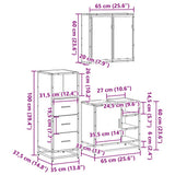 3 Piece Bathroom Furniture Set Brown Oak Engineered Wood 3301029