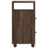 Narrow Bathroom Cabinet with Wheels Brown Oak Engineered Wood 855238