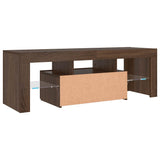 TV Cabinet with LED Lights Brown Oak 120x35x40 cm 815668