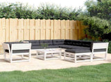 8 Piece Garden Lounge Set with Cushions White Solid Wood Pine 3216946