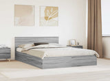 Bed Frame Grey Sonoma 140 x 200 cm Engineered Wood 3408674