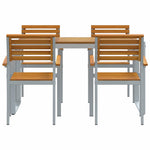 Garden Dining Set 5 pcs Grey and brown Solid acacia wood 3284359