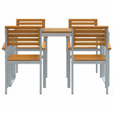 Garden Dining Set 5 pcs Grey and brown Solid acacia wood 3284359