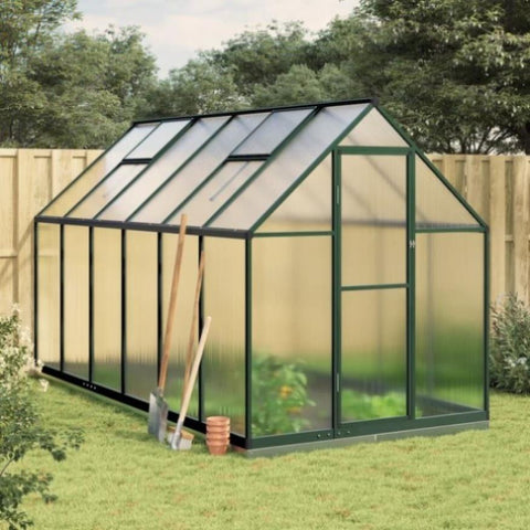 ZNTS Greenhouse with Base Frame Green 334x169x202 cm Aluminium 3266330