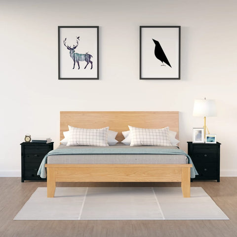 Bedside Cabinets 2 pcs Black 50x35x61.5 cm Solid Wood Pine 813688