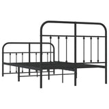 Bed Frame Black Powder-Coated Steel Double Bed Frame 352594