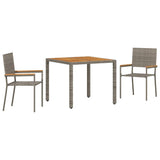 Garden Dining Set 3 pcs Grey Poly Rattan 3365403