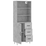 Highboard Concrete Grey 69.5x34x180 cm Engineered Wood 3190017
