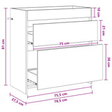 Bathroom Under Sink Cabinet Old Wood 78.5 x 37.5 x 81 cm 890742