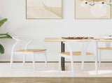 Dining Chair 2 pcs White and Natural Solid Rubber Wood 42020416