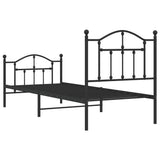 Metal Bed Frame without Mattress with Footboard Black 90x200cm 353450