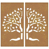 Garden Wall Decorations 2 pcs 105x55 cm Corten Steel Tree Design 824510