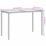 Garden Table with Glass Top Grey 115x54x74 cm Poly Rattan 365073