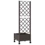 Garden Planter with Trellis&Wheels Brown 40 x 40 x 131.5 cm PP 3422914