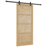 Sliding Door Natural and Black 93 x 202 cm Solid Pine Wood 3333542