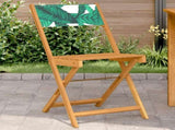 Bistro Chairs 2 pcs Leaf Pattern Solid Wood Acacia and Fabric 367685