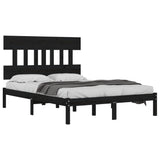 Bed Frame without Mattress Black 200x200 cm Solid Wood 3104762