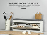 Shoe Storage Bench with Flip Drawers, Shoe Cabinet with Seat Cushion and Adjustable Shelf for T3398P341260