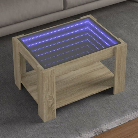 ZNTS Coffee Table with LED Sonoma Oak 73x53x45 cm Engineered Wood 847548