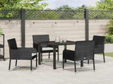 Garden Dining Set with Cushion 5 pcs Black Poly Rattan 3380100