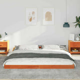 Bed Frame Wax Brown 200 x 210 cm Solid Pine Wood 873363