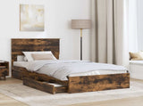 Storage Bed with Drawer Smoked Oak 75 x 190 cm Engineered Wood 3408512