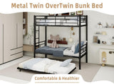 Black-layer wrought iron high and low bed with pull-out bed, reinforced metal bed frame for W3987P434161
