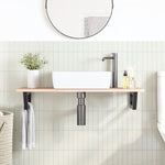 Basin Shelf Wall Mounted Steel and Solid Wood Oak 3302551