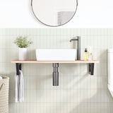 Basin Shelf Wall Mounted Steel and Solid Wood Oak 3302551