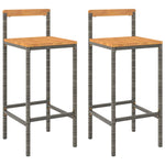 Bar Stools 2 pcs Grey Poly Rattan and Solid Wood Acacia 362607