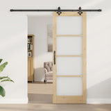 Sliding Door Natural 78 x 211 cm Solid Pine Wood and Glass 3332301