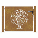 Garden Gate 100x100 cm Corten Steel Tree Design 153215