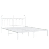 Metal Bed Frame without Mattress with Headboard White 150x200cm 376651