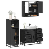 ZNTS 3 Piece Bathroom Furniture Set Black Engineered Wood 3300990